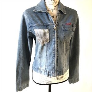 Long Sleeve Denim Washed Blue Jean Vintage Jacket
